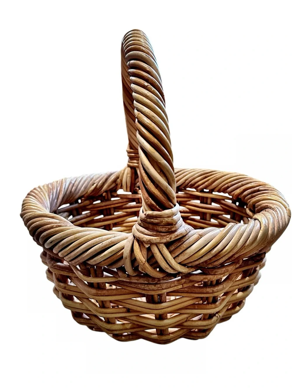 Crate & Barrel Woven Wicker Harvesting Kitchen Basket with Handle
